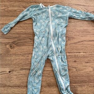 Kickee Pants Light Blue Printed Zipper Footie